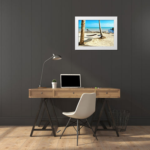 Under the Palms (24x18) White Modern Wood Framed Art Print by Peck, Gail