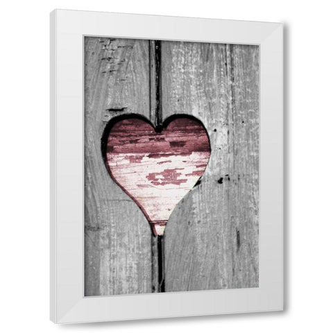 Pink Woodcut Heart II White Modern Wood Framed Art Print by Peck, Gail
