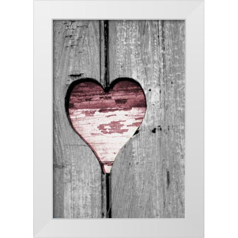 Pink Woodcut Heart II White Modern Wood Framed Art Print by Peck, Gail