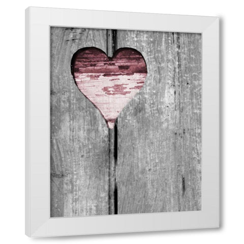Up and Down Pink Woodcut Heart II White Modern Wood Framed Art Print by Peck, Gail
