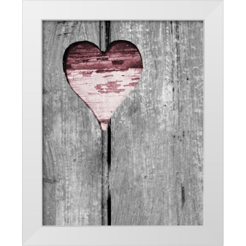 Up and Down Pink Woodcut Heart II White Modern Wood Framed Art Print by Peck, Gail