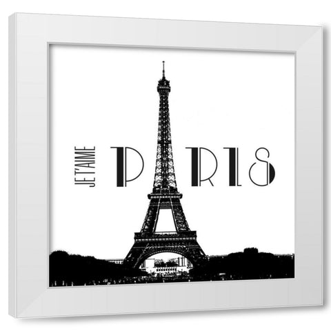 Je Taime Paris White Modern Wood Framed Art Print by Navas, Emily