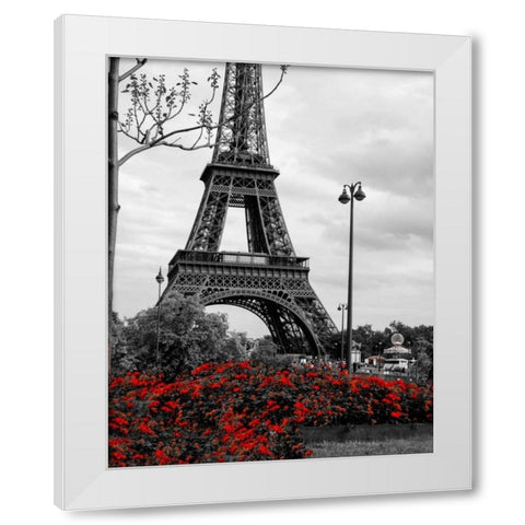 Eiffel Tower with Red Pop White Modern Wood Framed Art Print by Navas, Emily