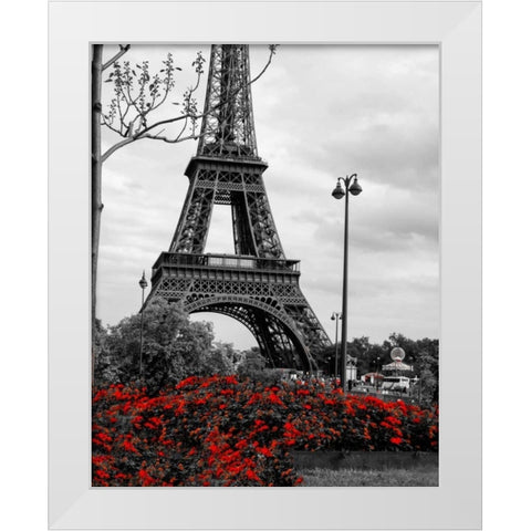 Eiffel Tower with Red Pop White Modern Wood Framed Art Print by Navas, Emily