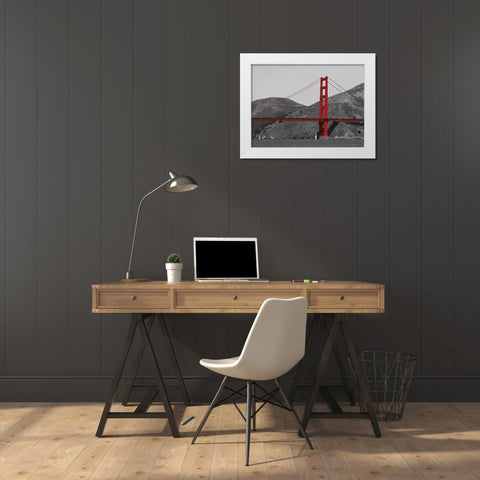 Golden Gate Bridge with Red Pop Border White Modern Wood Framed Art Print by Navas, Emily