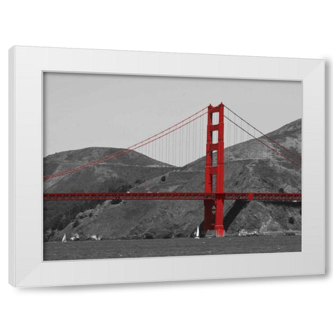 Golden Gate Bridge with Red Pop Border White Modern Wood Framed Art Print by Navas, Emily