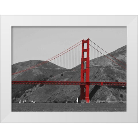 Golden Gate Bridge with Red Pop Border White Modern Wood Framed Art Print by Navas, Emily