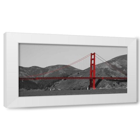 Golden Gate Bridge with Red Pop White Modern Wood Framed Art Print by Navas, Emily
