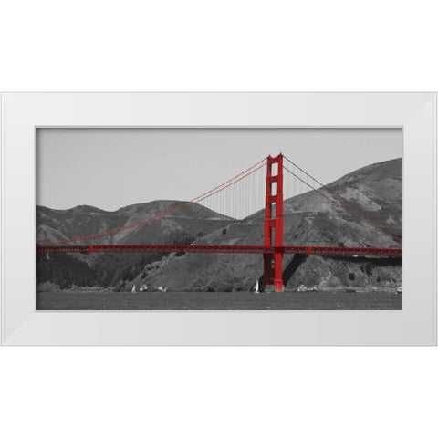 Golden Gate Bridge with Red Pop White Modern Wood Framed Art Print by Navas, Emily