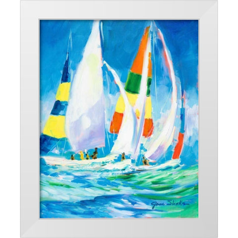 Come Sail Away White Modern Wood Framed Art Print by Slivka, Jane