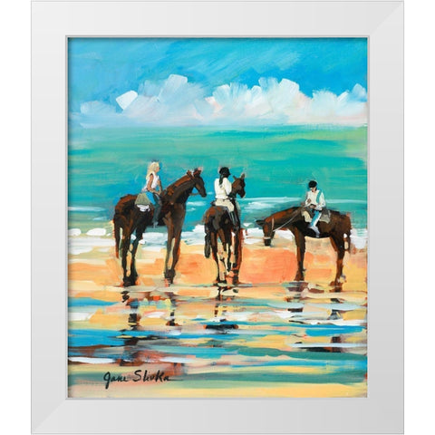 Horses on the Beach White Modern Wood Framed Art Print by Slivka, Jane
