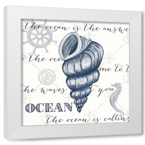 Indigo Ocean Treasures I White Modern Wood Framed Art Print by Ritter, Gina