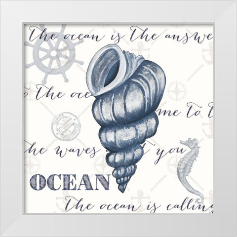 Indigo Ocean Treasures I White Modern Wood Framed Art Print by Ritter, Gina