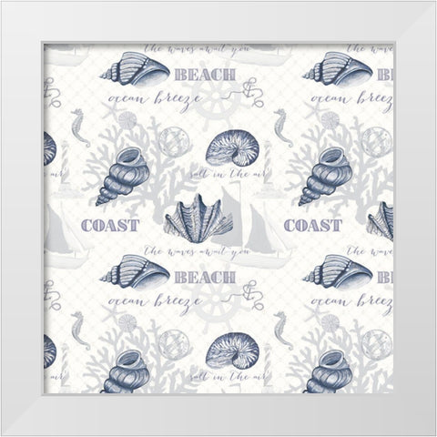 Indigo Ocean Pattern White Modern Wood Framed Art Print by Ritter, Gina