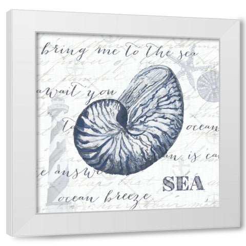 Indigo Shell II White Modern Wood Framed Art Print by Ritter, Gina