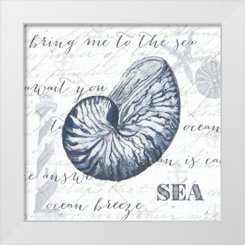 Indigo Shell II White Modern Wood Framed Art Print by Ritter, Gina