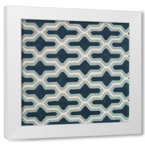 Blue Lattice Pattern I White Modern Wood Framed Art Print by Loreth, Lanie