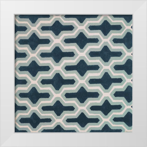Blue Lattice Pattern I White Modern Wood Framed Art Print by Loreth, Lanie