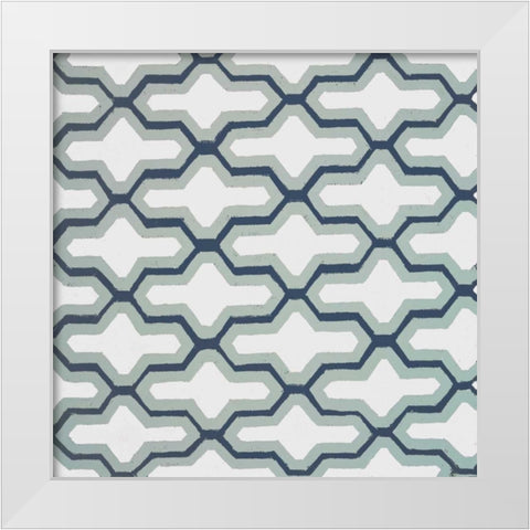 Blue Lattice Pattern II White Modern Wood Framed Art Print by Loreth, Lanie