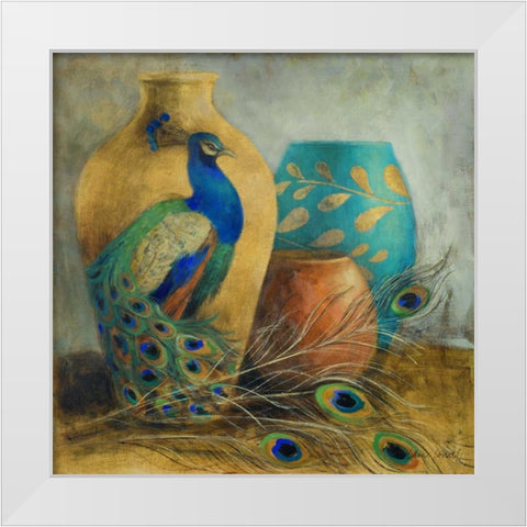 Peacock Vessels I White Modern Wood Framed Art Print by Loreth, Lanie