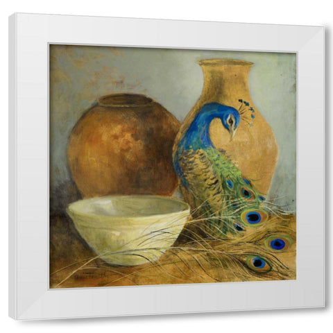 Peacock Vessels II White Modern Wood Framed Art Print by Loreth, Lanie