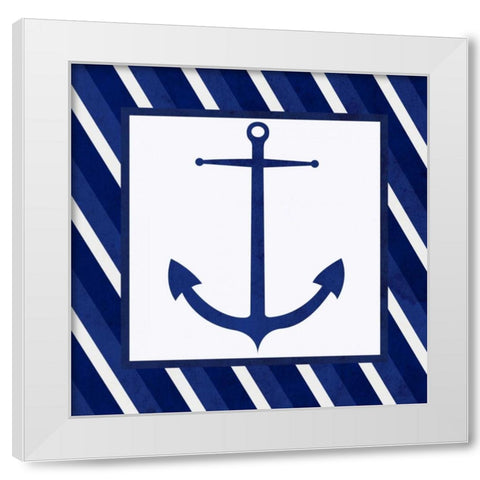 Boxed Anchor White Modern Wood Framed Art Print by SD Graphics Studio