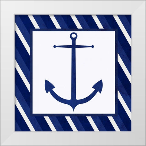 Boxed Anchor White Modern Wood Framed Art Print by SD Graphics Studio