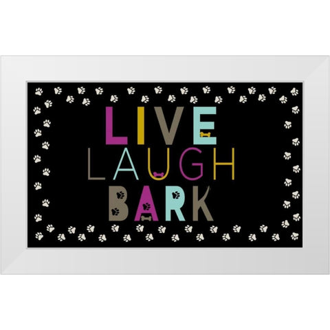 Run, Play, Wag White Modern Wood Framed Art Print by SD Graphics Studio