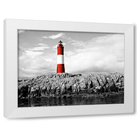Lighthouse Border White Modern Wood Framed Art Print by Coppel, Anna