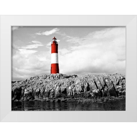 Lighthouse Border White Modern Wood Framed Art Print by Coppel, Anna