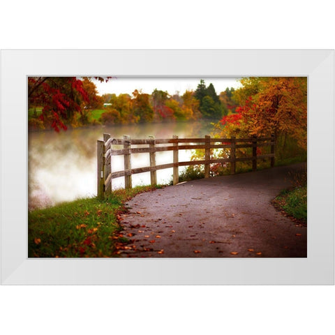 Misty Lake Path White Modern Wood Framed Art Print by Poynter, Kelly