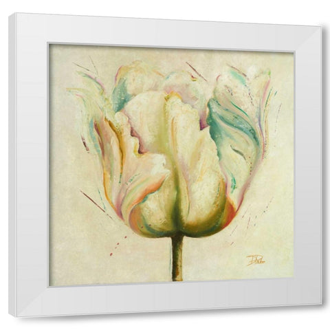 White Double Tulips I White Modern Wood Framed Art Print by Pinto, Patricia