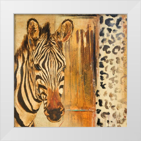 New Safari on Gold Square I White Modern Wood Framed Art Print by Pinto, Patricia