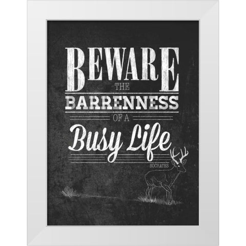 Beware with Border White Modern Wood Framed Art Print by Sundance Studio