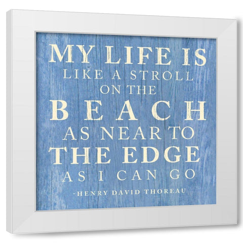 Stroll On The Beach White Modern Wood Framed Art Print by SD Graphics Studio