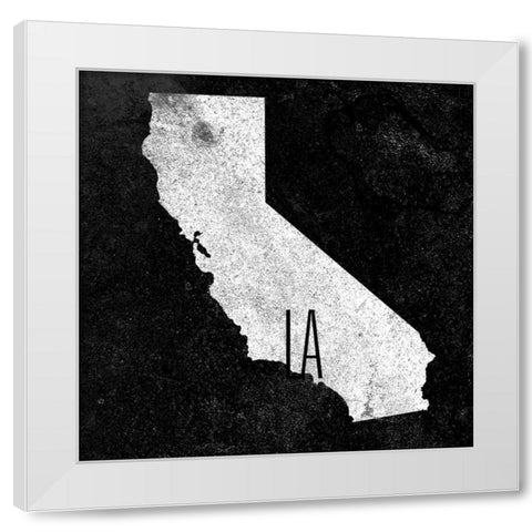 LA Chalk with Border White Modern Wood Framed Art Print by Sundance Studio