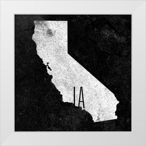 LA Chalk with Border White Modern Wood Framed Art Print by Sundance Studio