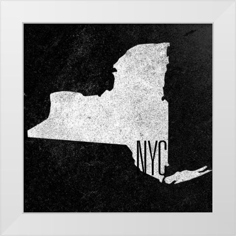 NY Chalk Border White Modern Wood Framed Art Print by Sundance Studio
