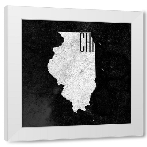 Chi Chalk Border White Modern Wood Framed Art Print by Sundance Studio