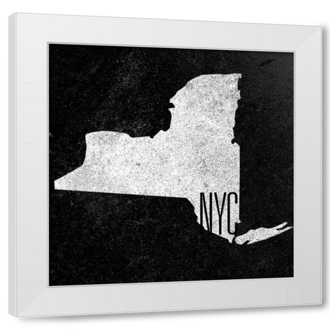NY Chalk with Border White Modern Wood Framed Art Print by Sundance Studio