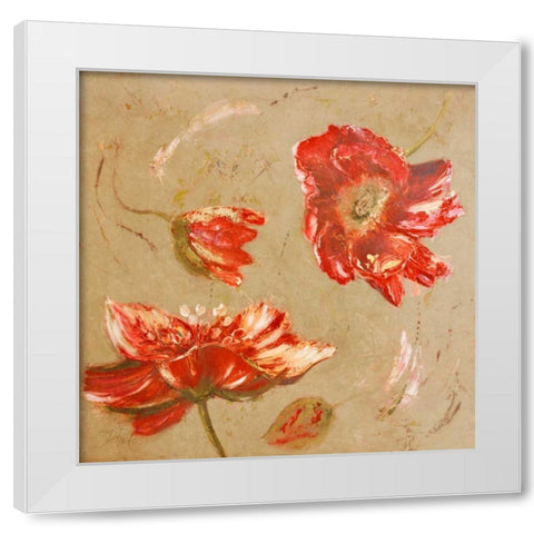 Dance of Poppies II White Modern Wood Framed Art Print by Pinto, Patricia