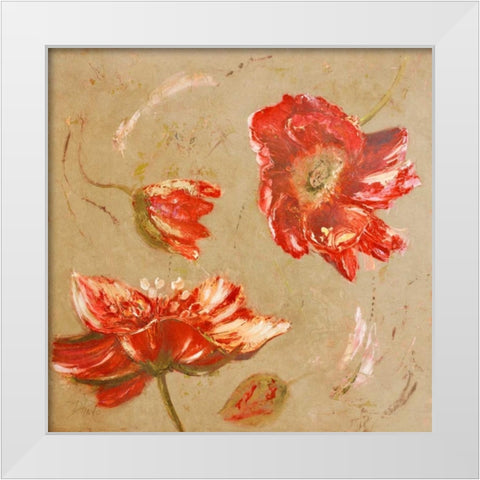 Dance of Poppies II White Modern Wood Framed Art Print by Pinto, Patricia