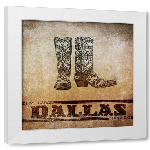Dallas Border White Modern Wood Framed Art Print by Sundance Studio