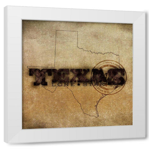 Texas Lone Star Border White Modern Wood Framed Art Print by Sundance Studio