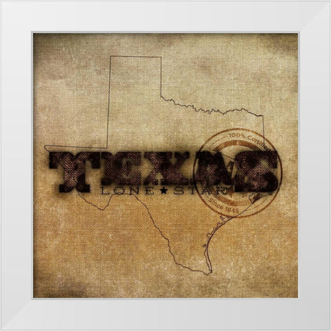 Texas Lone Star Border White Modern Wood Framed Art Print by Sundance Studio