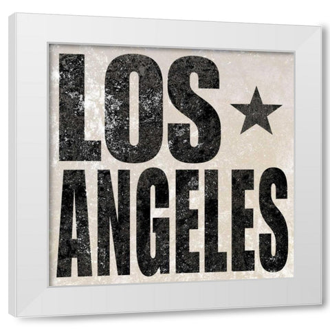 Los Angeles Border White Modern Wood Framed Art Print by Sundance Studio