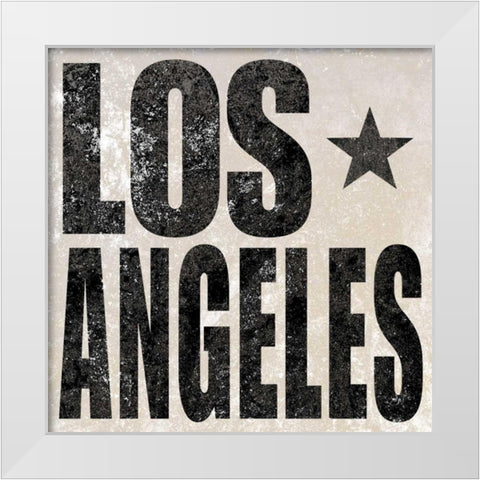 Los Angeles Border White Modern Wood Framed Art Print by Sundance Studio