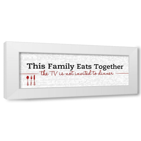 Family Eats Together White Modern Wood Framed Art Print by SD Graphics Studio