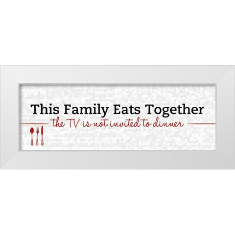 Family Eats Together White Modern Wood Framed Art Print by SD Graphics Studio