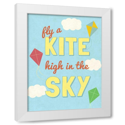 Fly a Kite White Modern Wood Framed Art Print by SD Graphics Studio